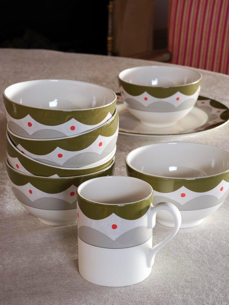 Spode طقم أدوات مائدة سبود كيت كيمب من 4 قطع بتصميم هندسي تجريدي  إعداد طاولة أنيق  بورسلين  آمن في غسالة الصحون والميكروويف  مثالي للباستا والقهوة والحبوب والمزيد  للاستخدام المنزلي والتجمعات - Image 4