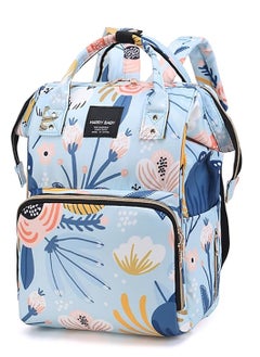 Yoawllty Big Capacity Baby Diaper Bag, Multifunctional Waterproof Diapers Changing Backpacks for Mothers and Fathers Travel(Flower Blue)  - Image 1