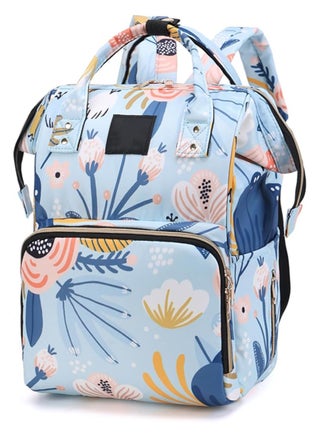 Baby Diaper Bag with 13 Pockets, Large Capacity Multifunctional Waterproof Diapers Changing Backpack for Mothers and Fathers Travel(Flower Blue) - pzsku/Z5EBF396B75DA11403D50Z/45/1751506004/5ce460f6-7358-49d4-b1cc-c1d228451d47