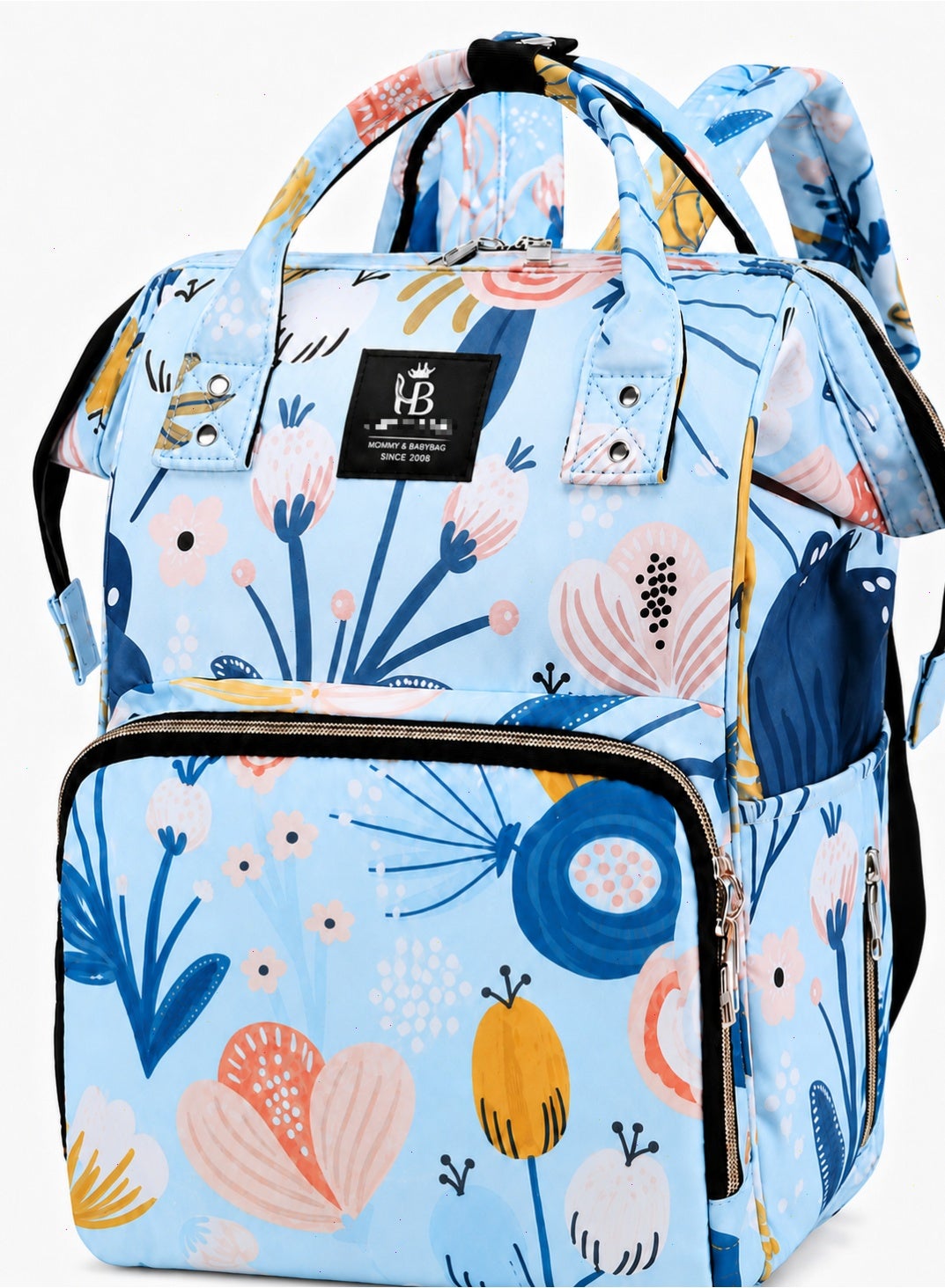 Diaper Bag, Baby Diaper Bag with 13 Pockets, Multifunctional Diapers Changing Backpack, Baby Travel Tote Changing Backpacks(Flower Blue)