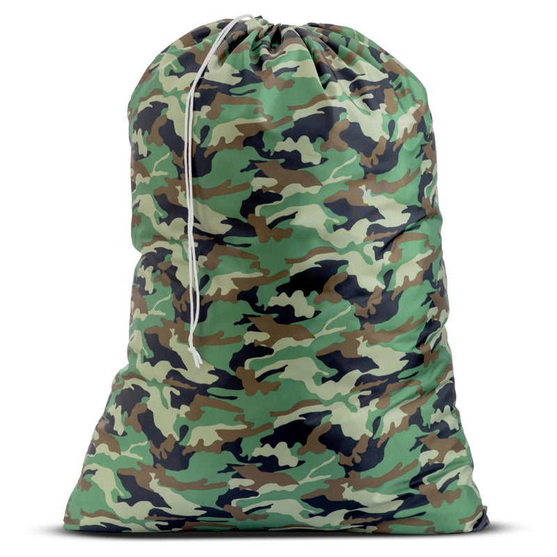 Handy Laundry Nylon Laundry Bag - Locking Drawstring Closure and Machine Washable. These Large Bags will Fit a Laundry Basket or Hamper and Strong Enough to Carry up to Three Loads of Clothes. (Camouflage) - Image 1