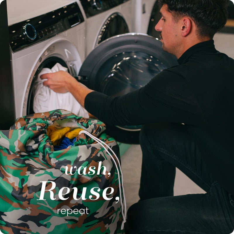Handy Laundry Nylon Laundry Bag - Locking Drawstring Closure and Machine Washable. These Large Bags will Fit a Laundry Basket or Hamper and Strong Enough to Carry up to Three Loads of Clothes. (Camouflage) - Image 5