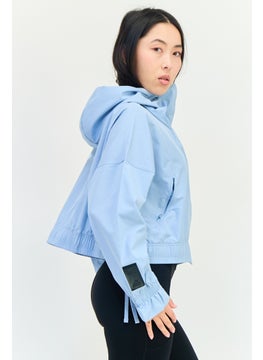 Adidas Women Sportswear Fit Long Sleeve Outdoor Hooded Sweatshirt, Light Blue  - Image 3