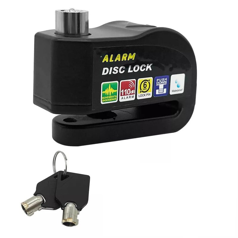 Linist قفل قرص الفرامل لينست، إنذار قوي 110db مضاد للسرقة لقفل الدراجات النارية/الدراجات الهوائية، قفل أمان ثقيل مع مفاتيح للدراجات النارية، السكوترات، والدراجات - أسود - Image 2