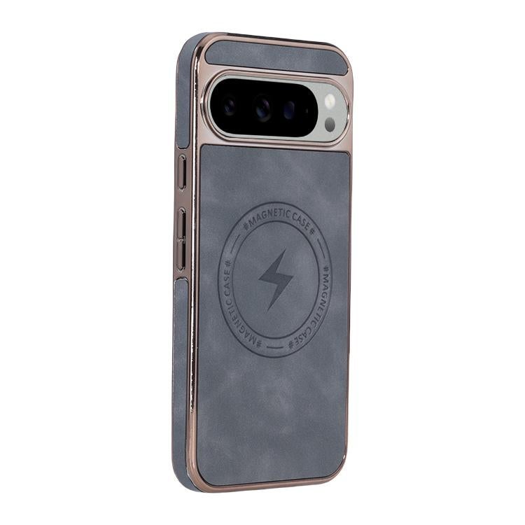 HuHa Protective Cover For Google Pixel 9 / 9 Pro Electroplated PC Sheepskin Invisible Magnetic MagSafe Phone Case(Grey) - Image 1