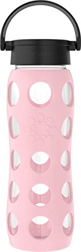 Lifefactory 22Ounce BPAFree Glass Water Bottle with Classic Cap and Protective Silicone Sleeve Desert Rose