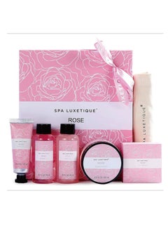 spa luxetique Spa Luxetique Spa Gift Set for Women Gift Baskets, 6 Pcs Bath and Body Spa Kit, Bath Set Includes Body Lotion, Shower Gel, Bubble Bath, Hand Cream, Travel Bag, Relaxing Gifts for Women.  - Image 1
