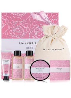spa luxetique Spa Luxetique Spa Gift Set for Women Gift Baskets, 6 Pcs Bath and Body Spa Kit, Bath Set Includes Body Lotion, Shower Gel, Bubble Bath, Hand Cream, Travel Bag, Relaxing Gifts for Women.  - Image 2