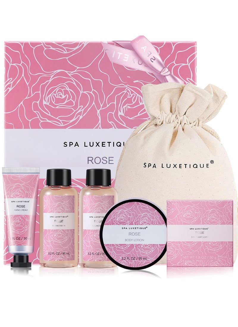 spa luxetique Spa Luxetique Spa Gift Set for Women Gift Baskets, 6 Pcs Bath and Body Spa Kit, Bath Set Includes Body Lotion, Shower Gel, Bubble Bath, Hand Cream, Travel Bag, Relaxing Gifts for Women.  - Image 2
