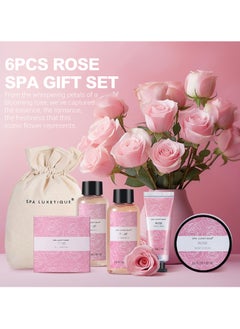 spa luxetique Spa Luxetique Spa Gift Set for Women Gift Baskets, 6 Pcs Bath and Body Spa Kit, Bath Set Includes Body Lotion, Shower Gel, Bubble Bath, Hand Cream, Travel Bag, Relaxing Gifts for Women.  - Image 3