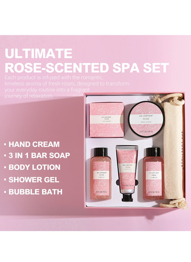 spa luxetique Spa Luxetique Spa Gift Set for Women Gift Baskets, 6 Pcs Bath and Body Spa Kit, Bath Set Includes Body Lotion, Shower Gel, Bubble Bath, Hand Cream, Travel Bag, Relaxing Gifts for Women.  - Image 4