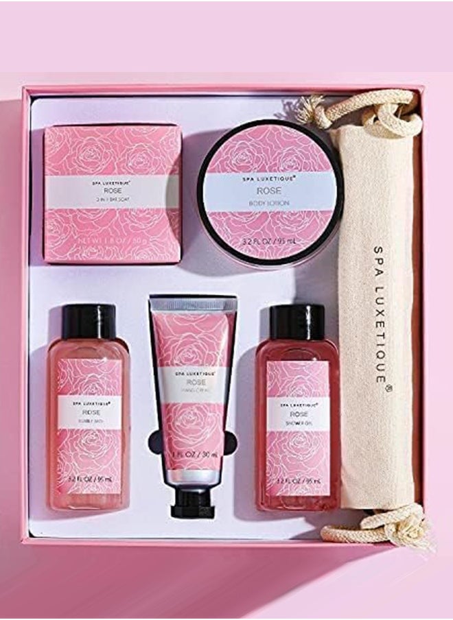 spa luxetique Spa Luxetique Spa Gift Set for Women Gift Baskets, 6 Pcs Bath and Body Spa Kit, Bath Set Includes Body Lotion, Shower Gel, Bubble Bath, Hand Cream, Travel Bag, Relaxing Gifts for Women.  - Image 4