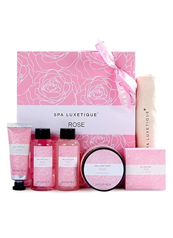 spa luxetique Spa Luxetique Spa Gift Set for Women Gift Baskets, 6 Pcs Bath and Body Spa Kit, Bath Set Includes Body Lotion, Shower Gel, Bubble Bath, Hand Cream, Travel Bag, Relaxing Gifts for Women.  - Image 1