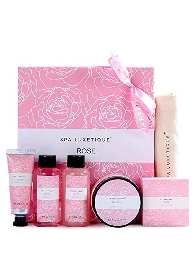 Spa Luxetique Spa Gift Set for Women Gift Baskets, 6 Pcs Bath and Body Spa Kit, Bath Set Includes Body Lotion, Shower Gel, Bubble Bath, Hand Cream, Travel Bag, Relaxing Gifts for Women. - Image 1