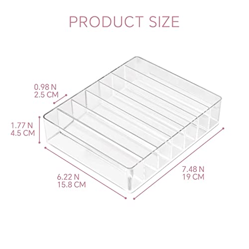 WECHENG Makeup Organizer for Eyeshadow Palette and Lipstick Organizer, 7 Section Divided Makeup Palette Organizer for Vanity Drawer Countertop Modern Cosmetics Storage(7.48" x 6.22" x 1.77") - Image 2