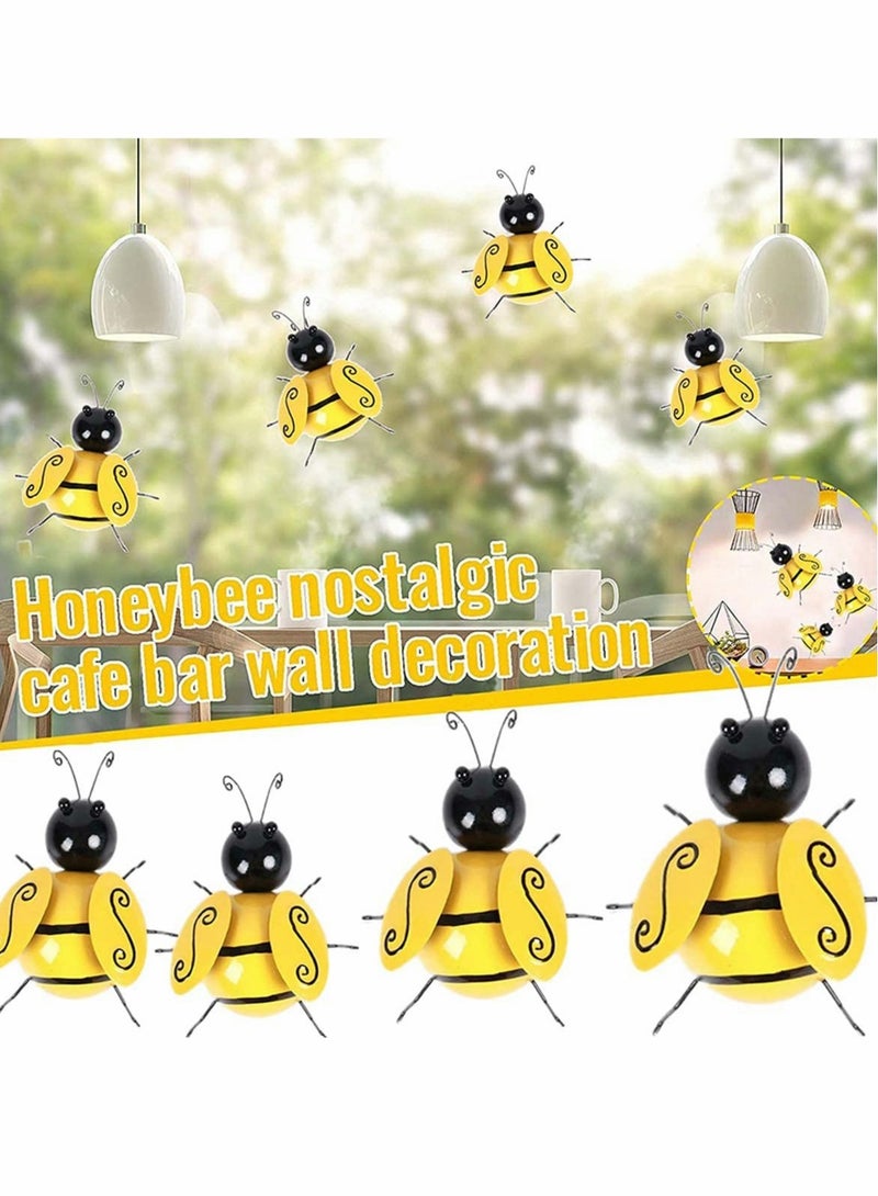 Excefore Metal Bumble Bee Decorations Garden Wall Art Bee 3D Sculpture Ornament for Garden Ornaments Outdoor Lawn/Bar/Bedroom/Living Room/Coffee/Shop/Yard Ornaments DIY Accessories (4 PCS) - Image 2