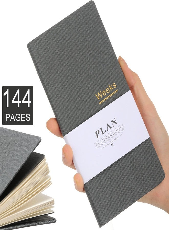 Fuyoooo 1 Pcs Weekly Plan Portable Planner Undated Year Month Week Mini Slim Notebook Journal Schedule for Traveler Student Office (Gray) - Image 4