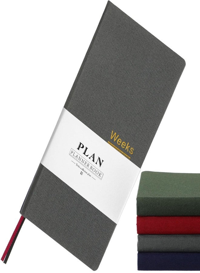 Fuyoooo 1 Pcs Weekly Plan Portable Planner Undated Year Month Week Mini Slim Notebook Journal Schedule for Traveler Student Office (Gray) - Image 1