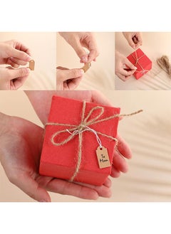 HY 200 Pcs Mini Kraft Price Tags, Marking Tags Kraft Price Tags Writable Blank Price Labels Display Tags with Elastic Hanging String, 1.02 x 0.55 Inch(Brown)  - Image 4
