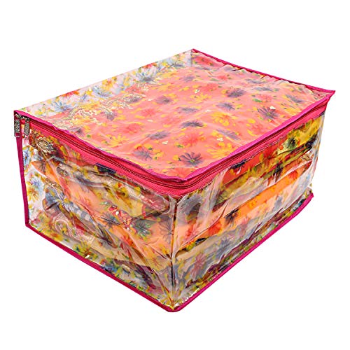 Kuber Industries Transparent 3 Pieces Saree Cover (Pink) -CTKTC5930 - Image 3