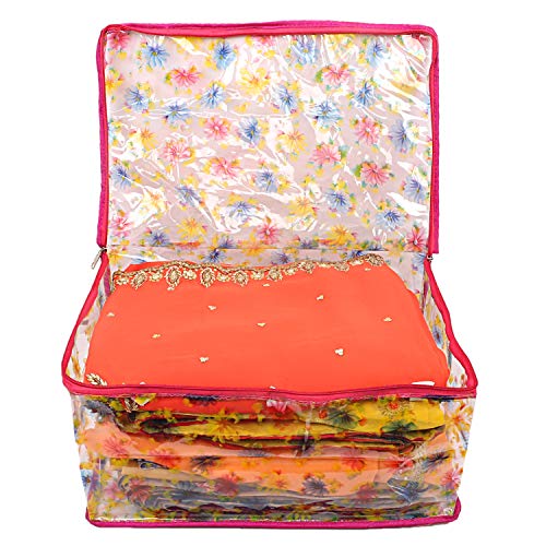Kuber Industries Transparent 3 Pieces Saree Cover (Pink) -CTKTC5930 - Image 4