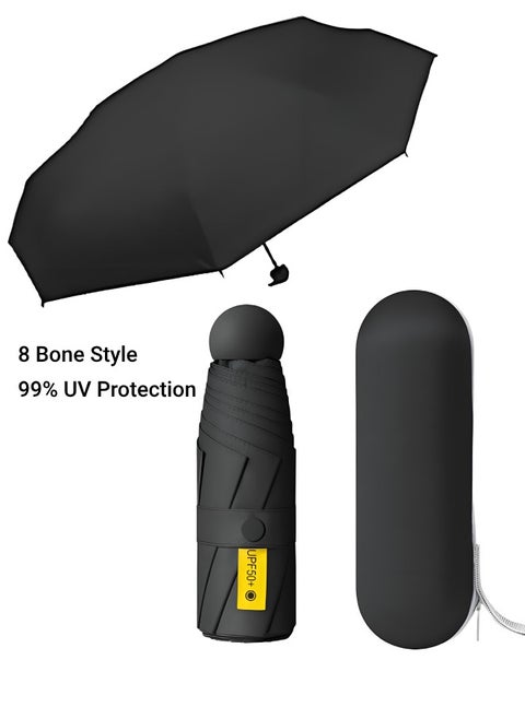 Mini Umbrella for Travel, Small Umbrella for Purse with Case for Sun and Rain, Sun Umbrella with UPF 50+ UV Protection, Lightweight Compact Umbrella for Women Men Kids