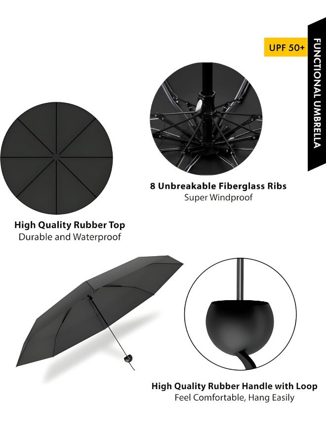 XiuWoo - Mini Umbrella for Travel, Small Umbrella for Purse with Case for Sun and Rain, Sun Umbrella with UPF 50+ UV Protection, Lightweight Compact Umbrella for Women Men Kids - Image 1