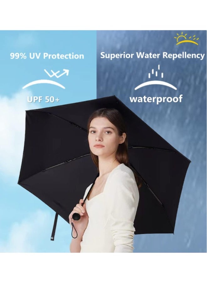 XiuWoo - Mini Umbrella for Travel, Small Umbrella for Purse with Case for Sun and Rain, Sun Umbrella with UPF 50+ UV Protection, Lightweight Compact Umbrella for Women Men Kids - Image 1