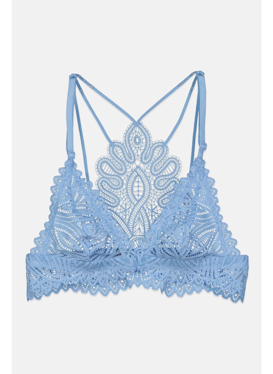 UNDIZ - Women Textured Non Padded Soft Bra, Light Blue - Image 1