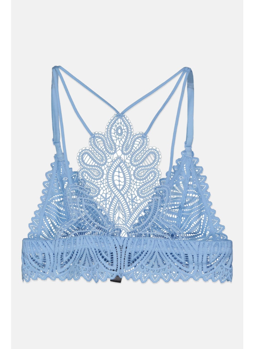 UNDIZ - Women Textured Non Padded Soft Bra, Light Blue - Image 1