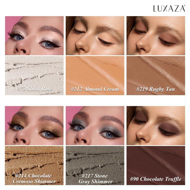 LUXAZA PRO Neutral Brown Eyeshadow Stick Makeup 6PCS Set, Metallic Shimmer Matte Cream Eye Shadow Eyeliner Brightener Pencil Crayon - BROWN LATTE - Image 2