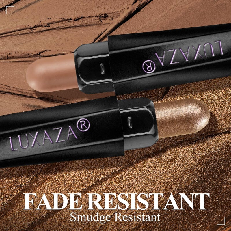 LUXAZA PRO Neutral Brown Eyeshadow Stick Makeup 6PCS Set, Metallic Shimmer Matte Cream Eye Shadow Eyeliner Brightener Pencil Crayon - BROWN LATTE - Image 4