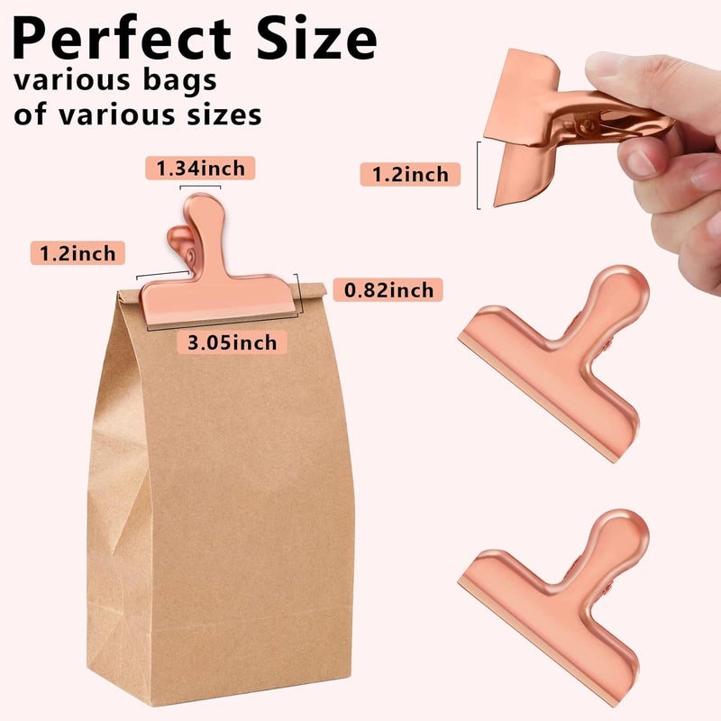 FINDMAG 8 Pack Chip Clips Food Bag Clips Heavy Duty Food Bag Clamp, 3 Inch Wide Stainless Steel Chip Clips Metal Hinge Clip File Clamps - Image 2