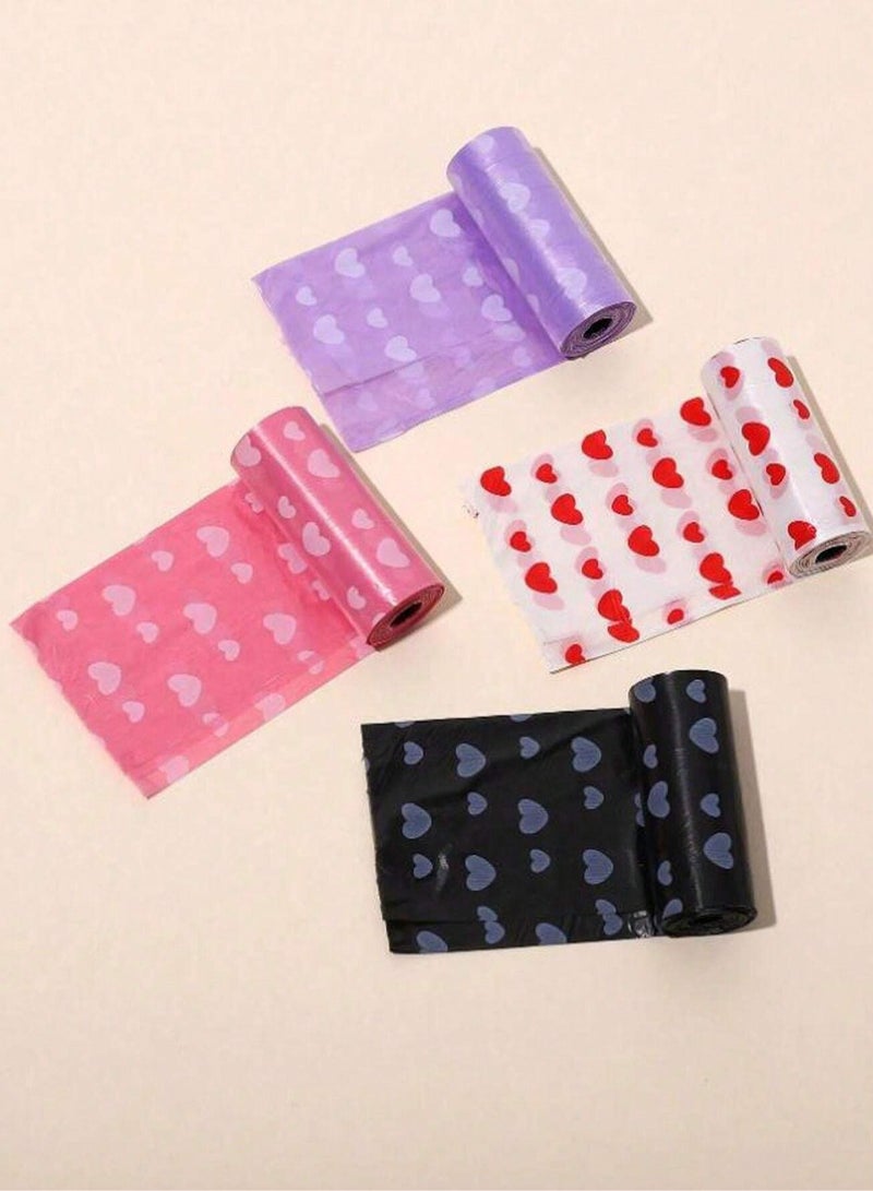 Generic 5 PCS Heart-Patterned Cat Dirt Bag Rolls - Eco-Friendly and Leak-Proof Pet Waste Bags  - Image 2