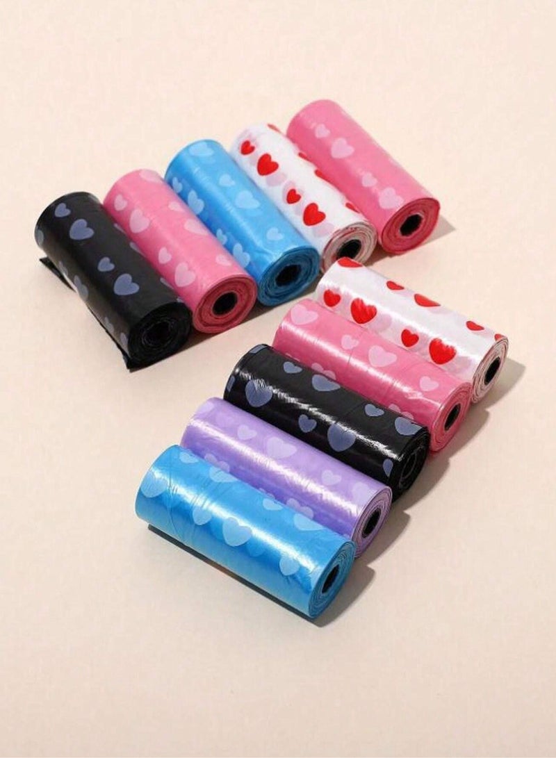 Generic 5 PCS Heart-Patterned Cat Dirt Bag Rolls - Eco-Friendly and Leak-Proof Pet Waste Bags  - Image 3
