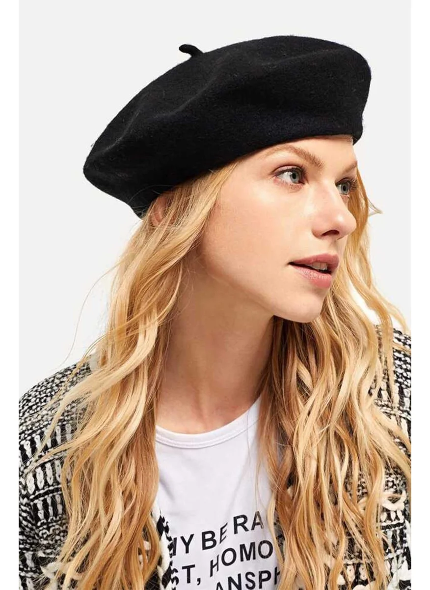 باهلس Black French Painter Felt Beret Hat