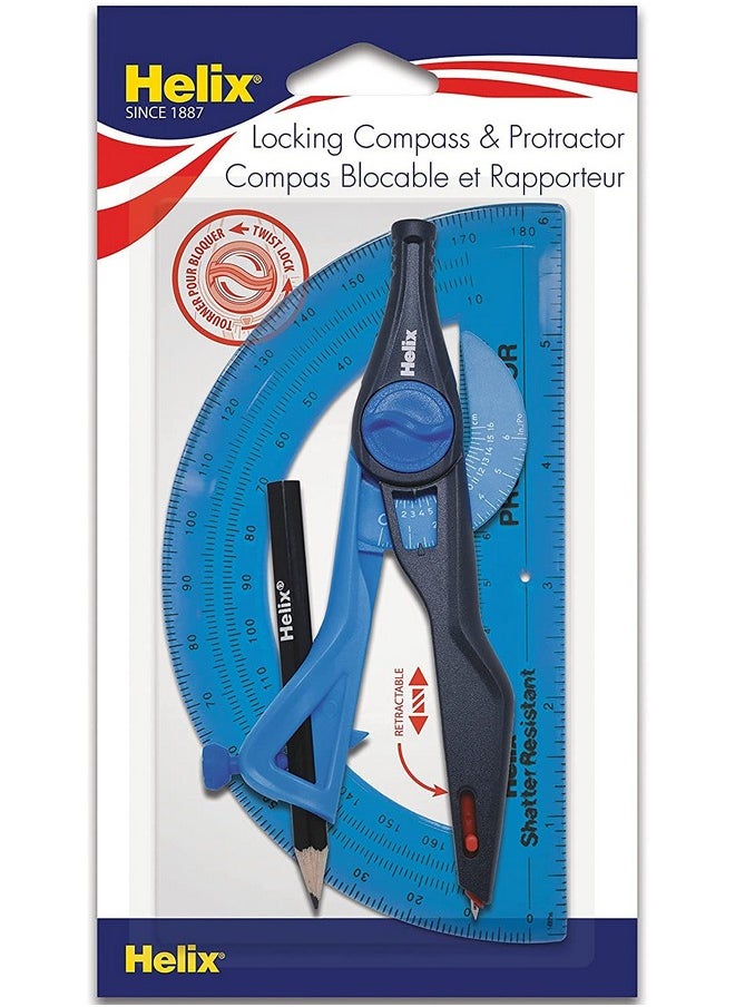 Maped Helix - Plastic Locking Compass and Protractor - 2 Piece Set - Geometry, Drafting & Drawing  - Image 1