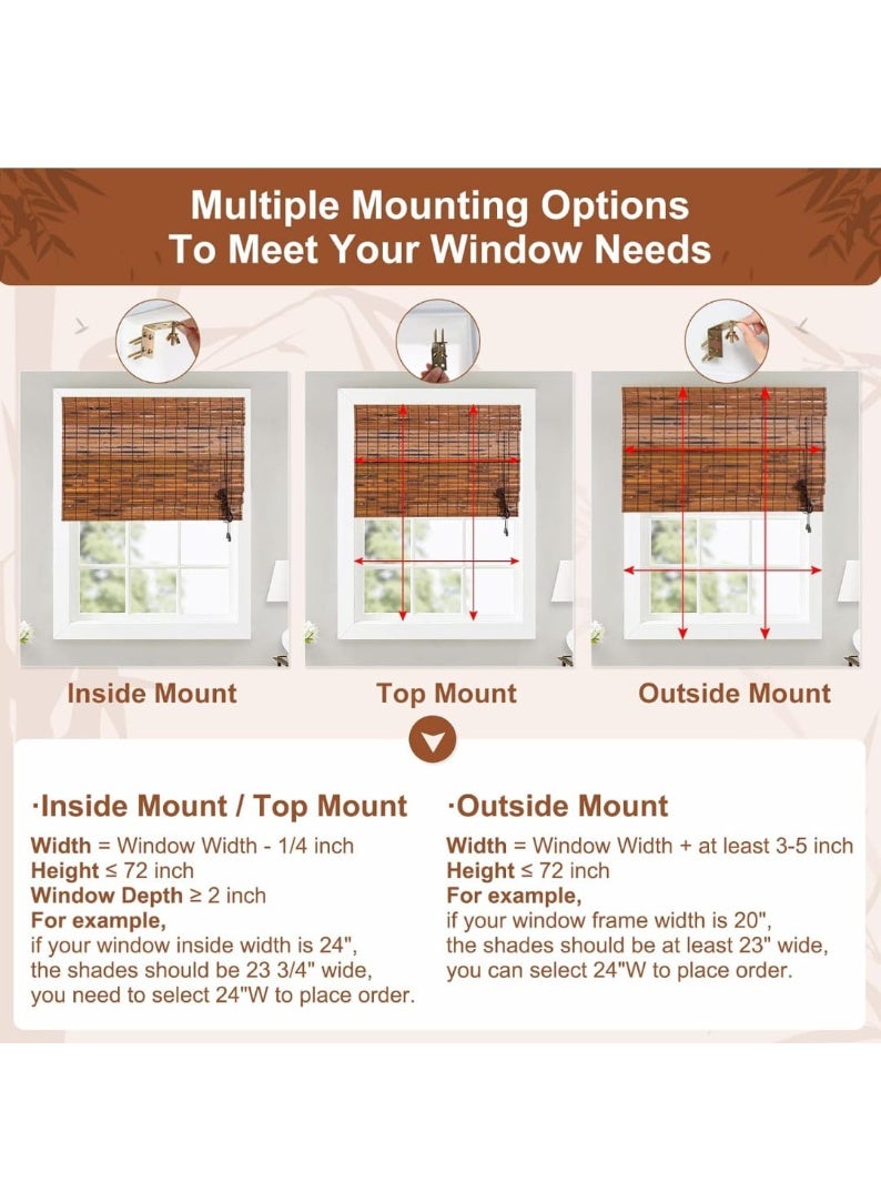 APLUS Bamboo blinds made of natural bamboo Basic color: black. Easy to install. Installation tools included. - Image 5