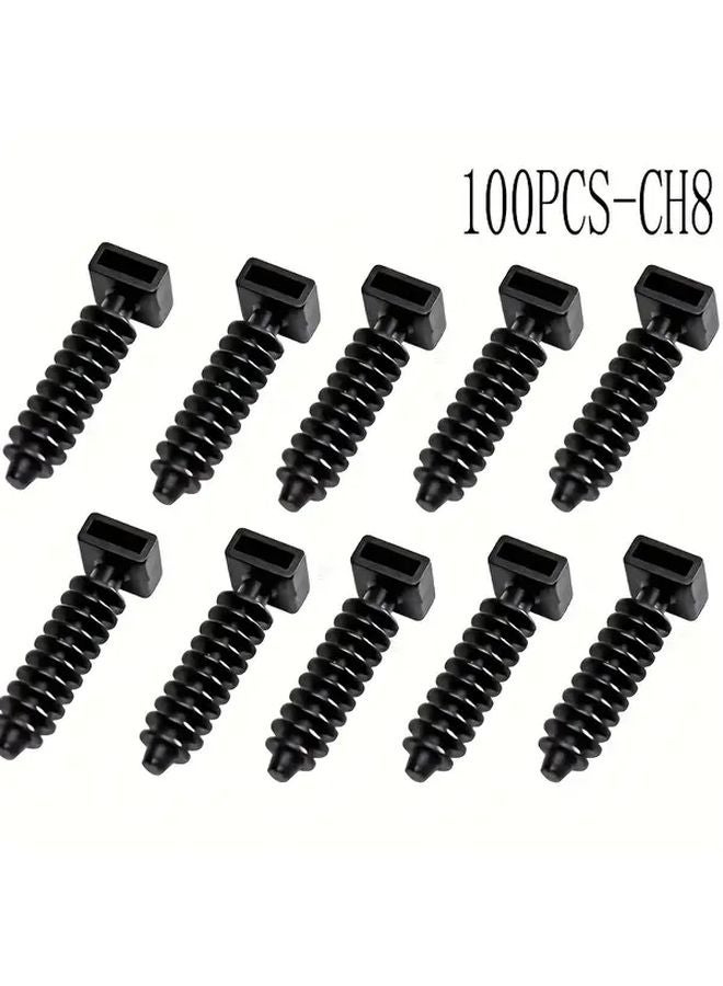 100PCS CH 8 Heavy Duty Screw Mount Cable Tie Holders With Pre Drilled Holes For Secure Wire Management - Image 1
