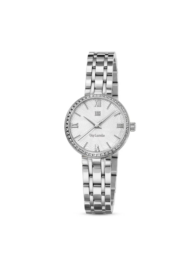 غاي لاروش Megan White Dial Stainless Steel Bracelet Analog Watch for Women, 24mm