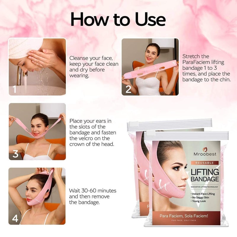 Mroobest ParaFaciem Reusable V Line Mask Facial Slimming Strap Double Chin Reducer Chin Up Mask Face Lifting Belt V Shaped Slimming Face Mask - Image 5