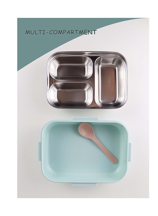 توشيونيكس صندوق غداء من الفولاذ المقاوم للصدأ بثلاثة أقسام وملعقة - حاوية طعام مانعة للتسرب - صينية قابلة للإزالة - آمنة للاستخدام في الميكروويف - خالية من مادة BPA - آمنة للاستخدام في غسالة الأطباق - آمنة للاستخدام في الفريزر - مثالية للمكتب والمدرسة والسفر وصالة الألعاب الرياضية - سعة 1.4 لتر - Image 3