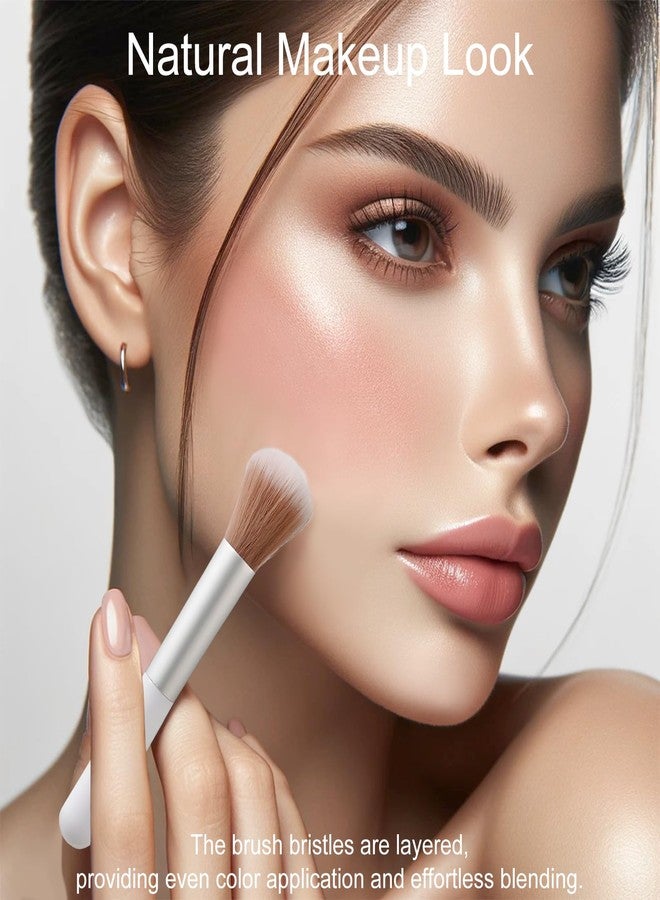 Kootinn 10-Piece Set Fluffy Beauty Makeup Brushes, Portable Blending Brushes with Eyebrow and Powder Application, White Mushroom-Design Plastic Travel Brushes for Makeup - Image 2