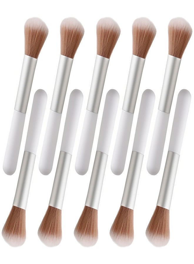 Kootinn 10-Piece Set Fluffy Beauty Makeup Brushes, Portable Blending Brushes with Eyebrow and Powder Application, White Mushroom-Design Plastic Travel Brushes for Makeup - Image 1