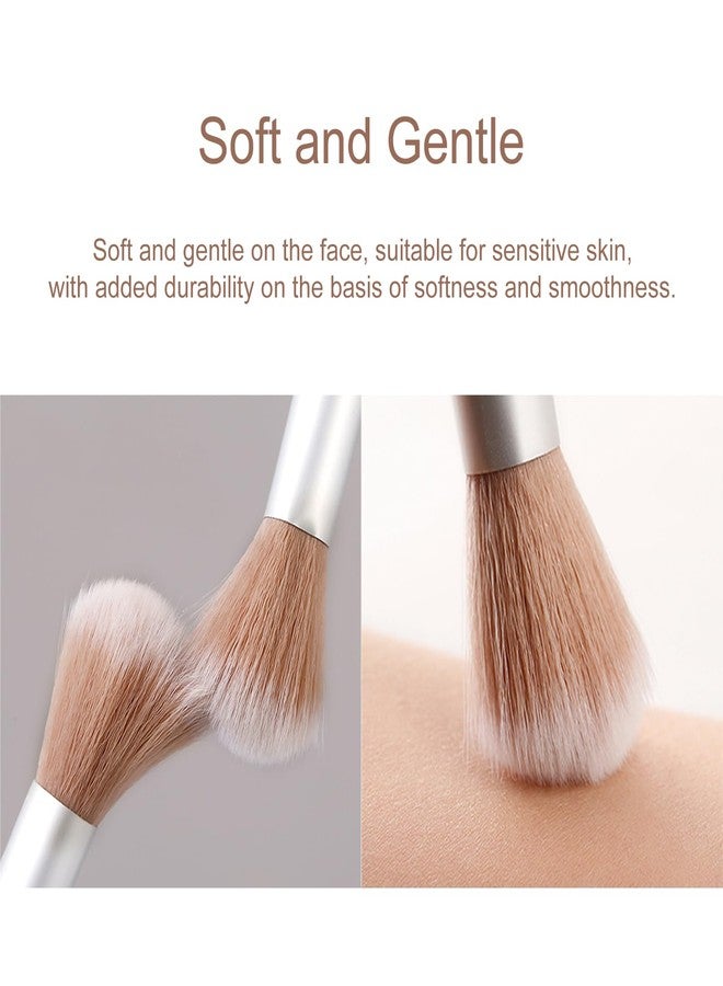Kootinn 10-Piece Set Fluffy Beauty Makeup Brushes, Portable Blending Brushes with Eyebrow and Powder Application, White Mushroom-Design Plastic Travel Brushes for Makeup - Image 4