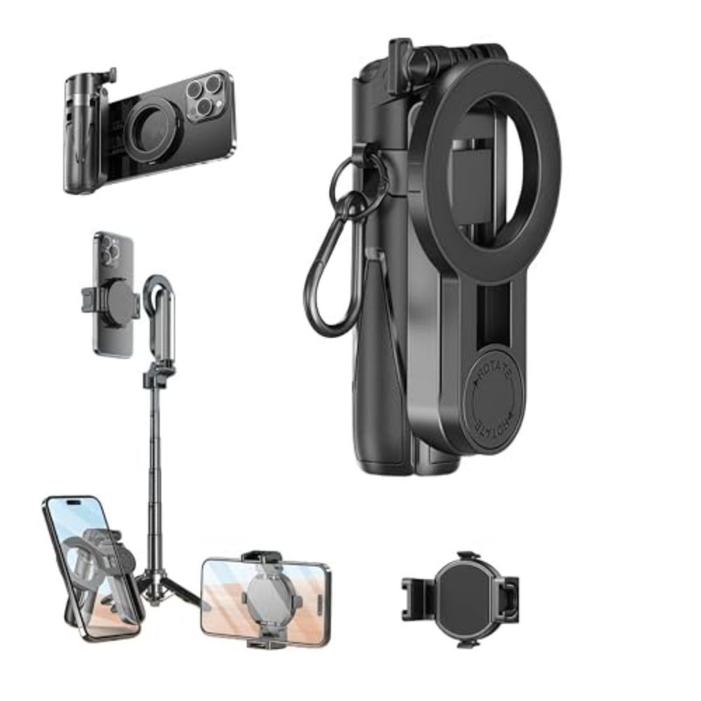 4-in-1 Magnetic Selfie Stick Tripod, Ultra-Compact and Extendable, with Bluetooth Remote for iPhone, Samsung and Android Phones