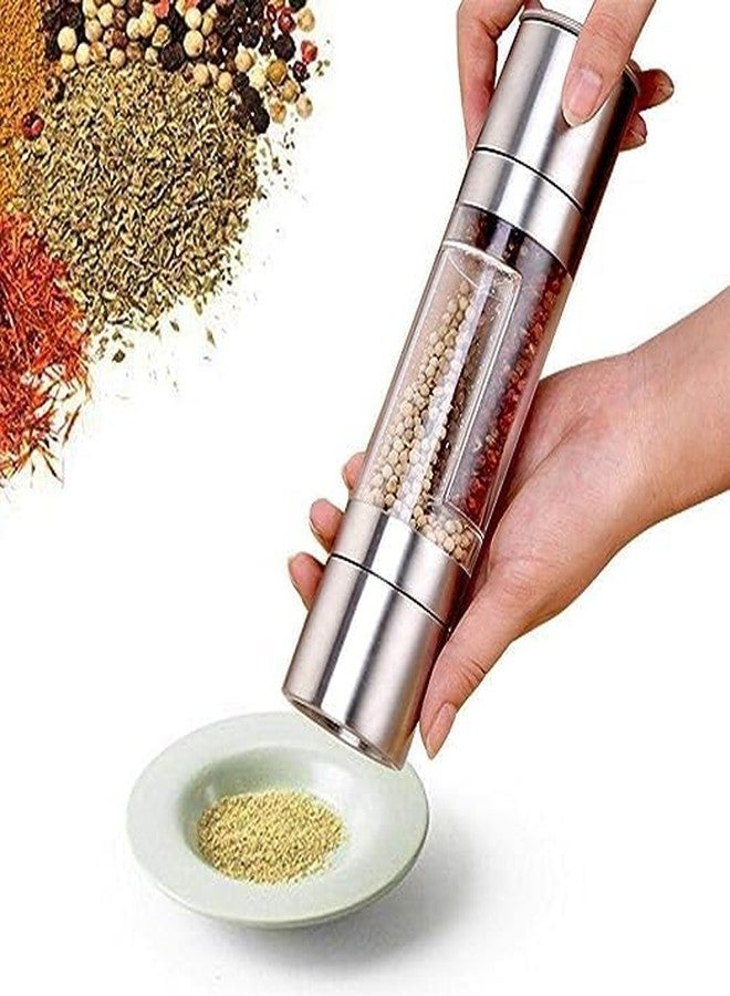 Anasis Salt and Pepper Dual Grinder Mill Shakers Stainless Steel with Adjustable Coarseness, Black Pepper Crusher - Image 1