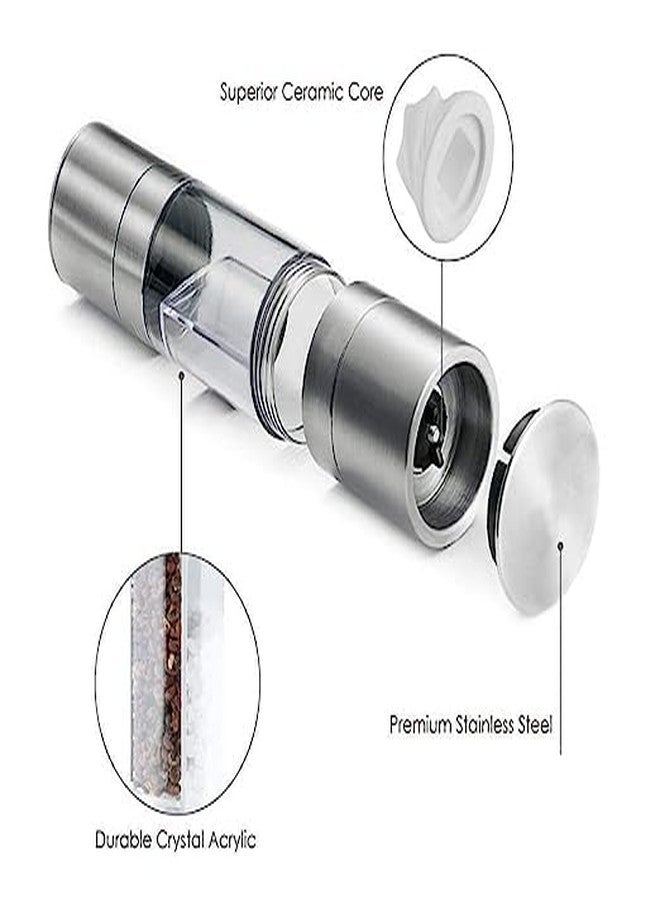 Anasis Salt and Pepper Dual Grinder Mill Shakers Stainless Steel with Adjustable Coarseness, Black Pepper Crusher - Image 4