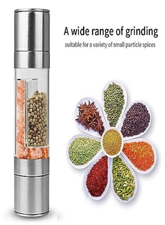 Anasis Salt and Pepper Dual Grinder Mill Shakers Stainless Steel with Adjustable Coarseness, Black Pepper Crusher - Image 2