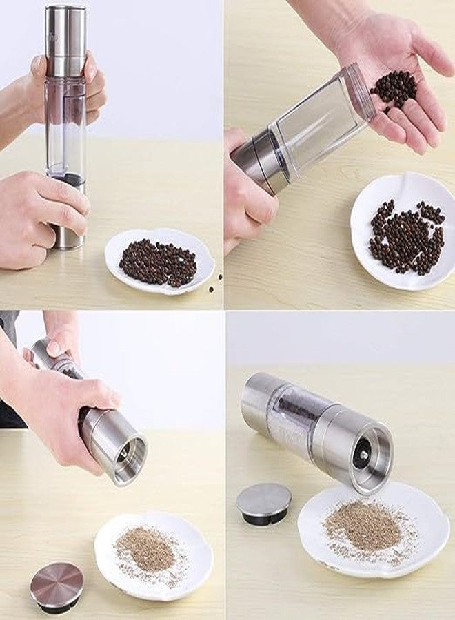 Anasis Salt and Pepper Dual Grinder Mill Shakers Stainless Steel with Adjustable Coarseness, Black Pepper Crusher - Image 3